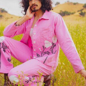 Big Bud Press Work Jacket in Bubblegum Pink California Poppies